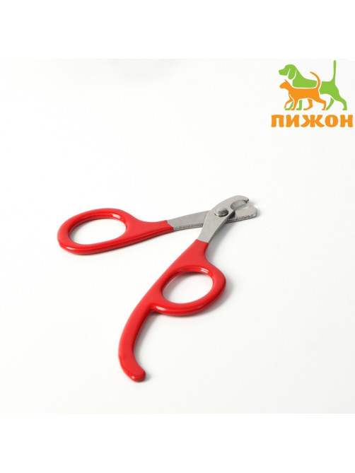 Ножницы-когтерез, с удлиненным упором для пальцев, отверстие 7 мм, красные