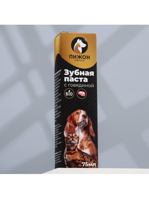 Зубная паста для кошек и собак «Пижон Premium», 75 мл, ферментированная со вкусом говядины