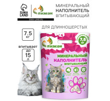 Наполнитель минеральный впитывающий «Пижон» для длинношерстных кошек, 15 л
