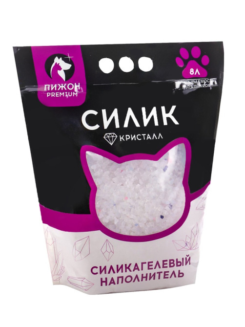 Наполнитель силикагелевый «Пижон Premium Crystal», колотый, 4 л