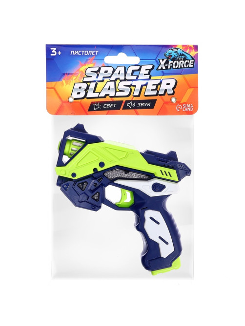 Пистолет Space blaster, свет, звук, работает от батареек, цвет МИКС