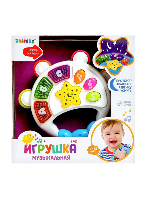 Музыкальная игрушка ZABIAKA «Бубен», световые и звуковые эффекты, цвет МИКС