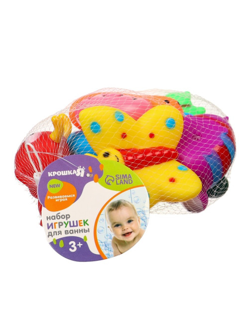 Резиновые игрушки для ванны Крошка Я «Букашечки», с пищалкой, в наборе 6 шт.