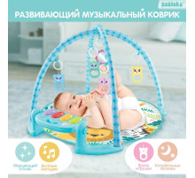 Музыкальный развивающий коврик с пианино, русская озвучка, световые эффекты, голубой ZABIAKA
