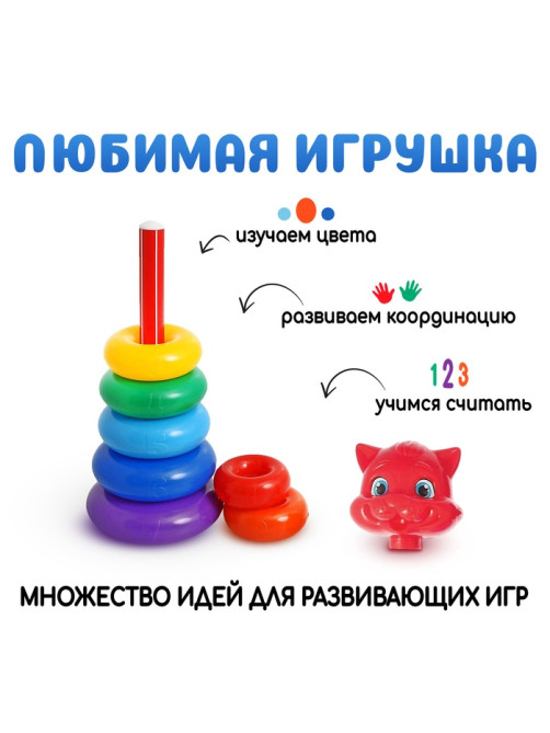 Пирамидка детская «Котик», 7 колец