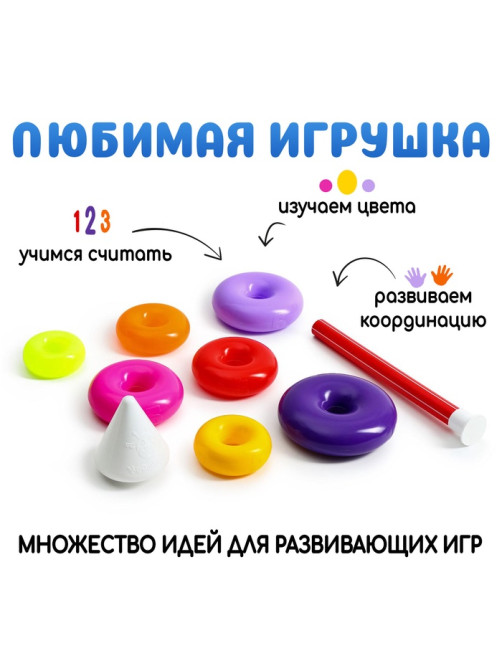 Пирамидка детская, 7 колец, с конусом № 2