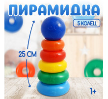 Пирамидка детская, 5 колец с шаром