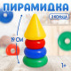 Пирамидка детская, 3 кольца с конусом