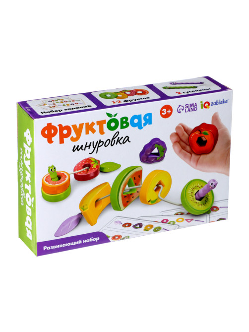 Шнуровка «Фруктовая», 14 деталей, 6 карточек