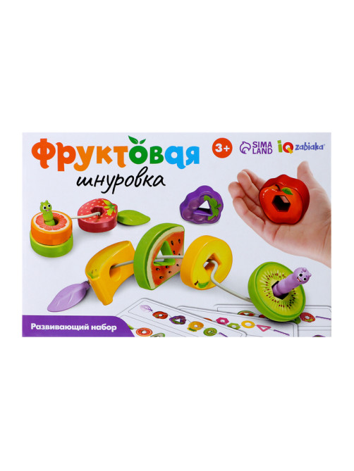 Шнуровка «Фруктовая», 14 деталей, 6 карточек