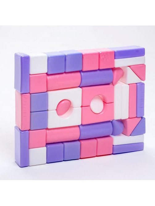 Кубики детские, пластиковые, цветные, 41 штука, 6×6 см, цвет розовый