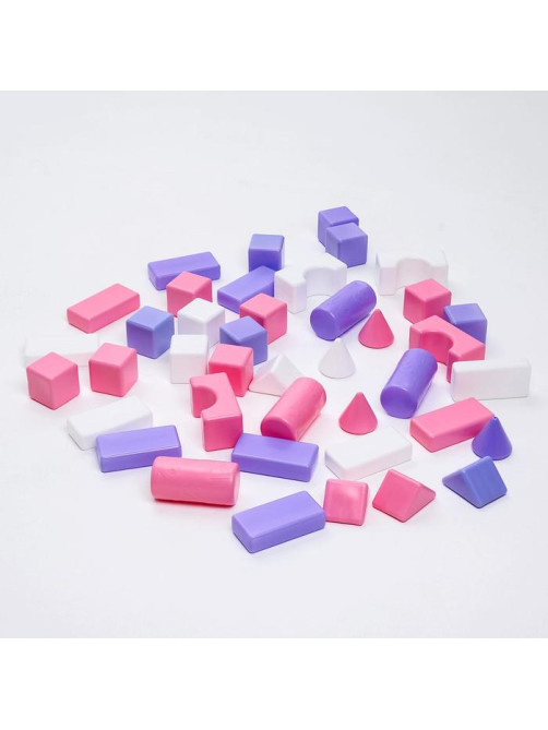 Кубики детские, пластиковые, цветные, 41 штука, 6×6 см, цвет розовый