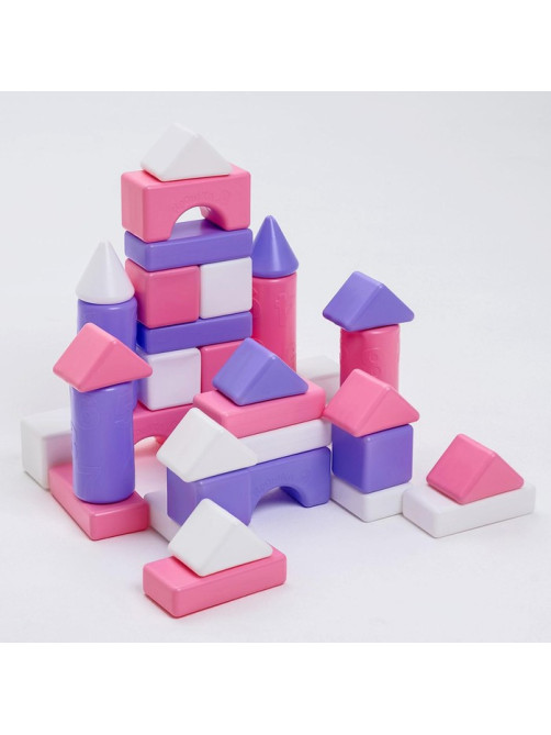 Кубики детские, пластиковые, цветные, 36 штук, 6×6 см, цвет розовый