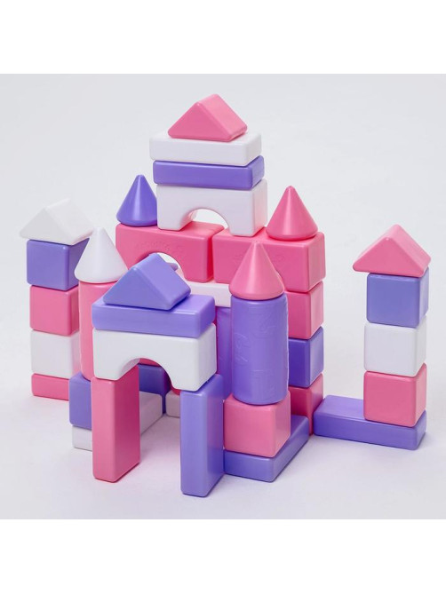 Кубики детские, пластиковые, цветные, 41 штука, 6×6 см, цвет розовый