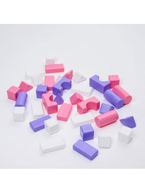Кубики детские, пластиковые, цветные, 36 штук, 6×6 см, цвет розовый