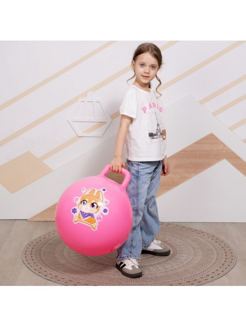 Мяч - прыгун с ручкой ONLYTOP «Корги», d=45 см, розовый