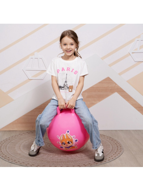 Мяч - прыгун с ручкой ONLYTOP «Корги», d=45 см, розовый
