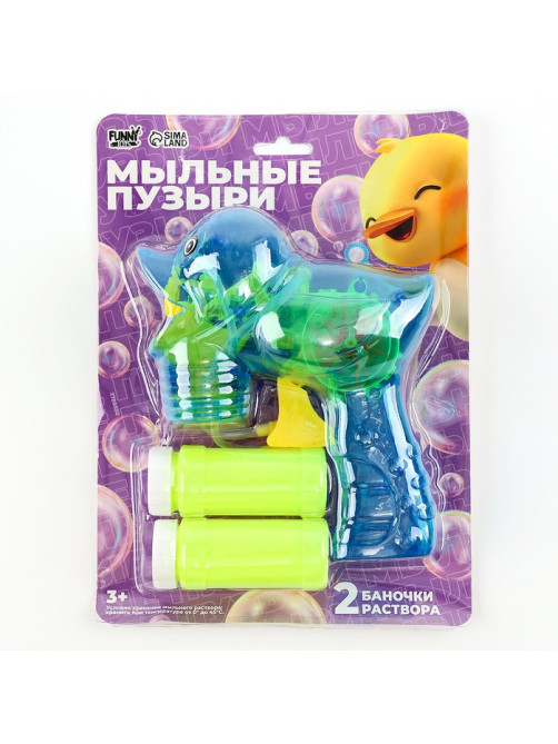 Генератор-пистолет мыльных пузырей Funny toys «Утка», прозрачный, МИКС