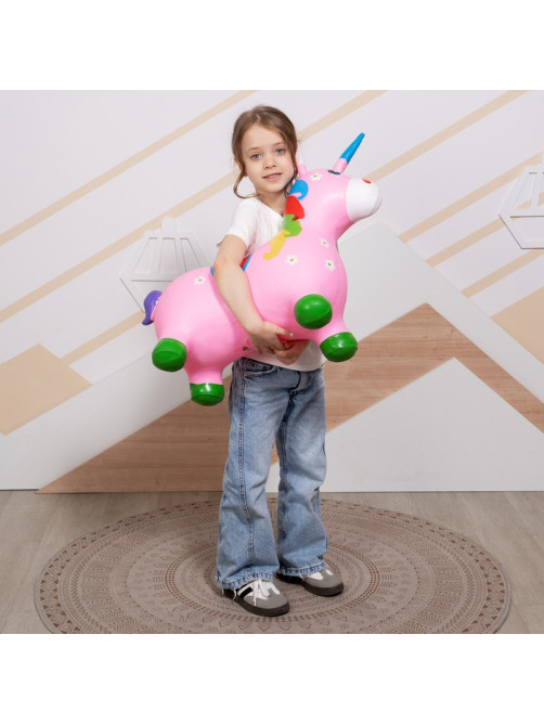 Попрыгун ZABIAKA «Единорог», 51×25×50 см, розовый