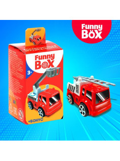 Игрушка - сюрприз Funny Box «Пожарная техника»: карточка, фигурка, лист наклеек