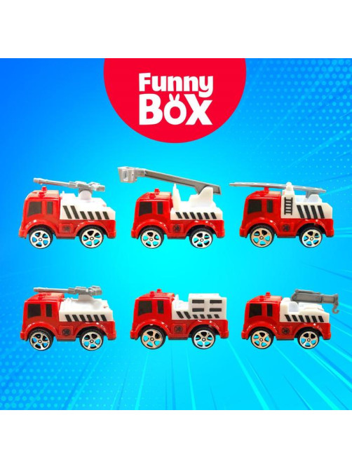 Игрушка - сюрприз Funny Box «Пожарная техника»: карточка, фигурка, лист наклеек