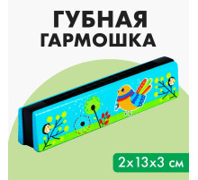 Губная гармошка Лесная мастерская «Курочка», размер 2×13×3 см, бирюзовая