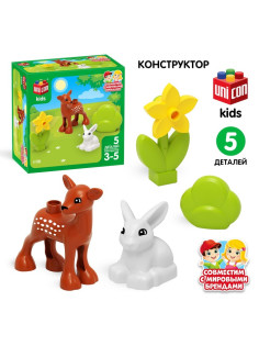 Конструктор UNICON «Оленёнок и зайка», 5 деталей