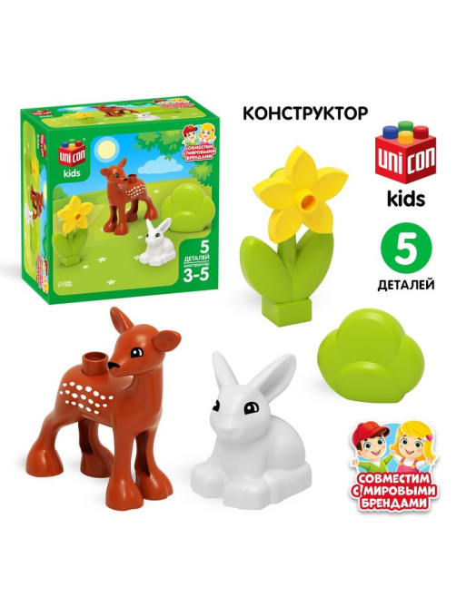 Конструктор UNICON «Оленёнок и зайка», 5 деталей