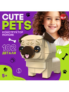 Конструктор UNICON «Cute pets, Мопсик», 102 детали