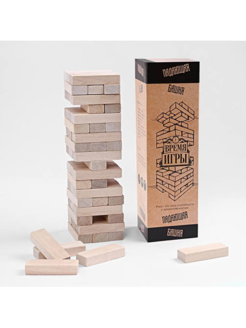 Падающая башня дженга Время игры, 54 бруска, 27×7.5 см