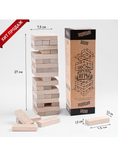 Падающая башня дженга Время игры, 54 бруска, 27×7.5 см