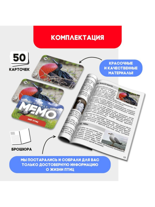 Мемо «Мир птиц», 50 карт, 5+