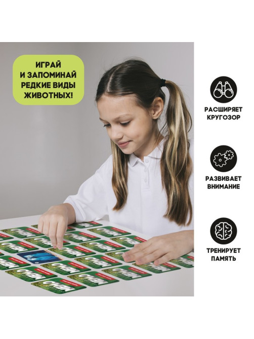 Мемо «Редкие животные», 50 карт, 5+