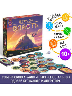 Настольная игра «Игра за власть», 167 карт, 174 жетона, 41 тайл, 2 кубика, 10+