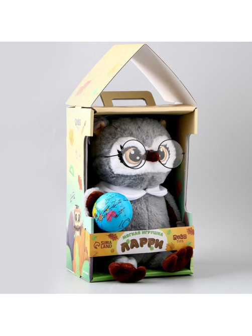 Мягкая игрушка Milo toys «1 сентября: Совушка с глобусом», серая