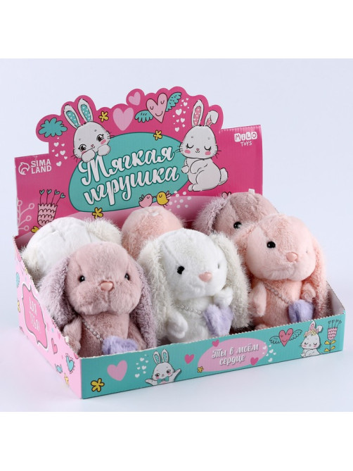 Мягкая игрушка в шоубоксе, зайка, микс
