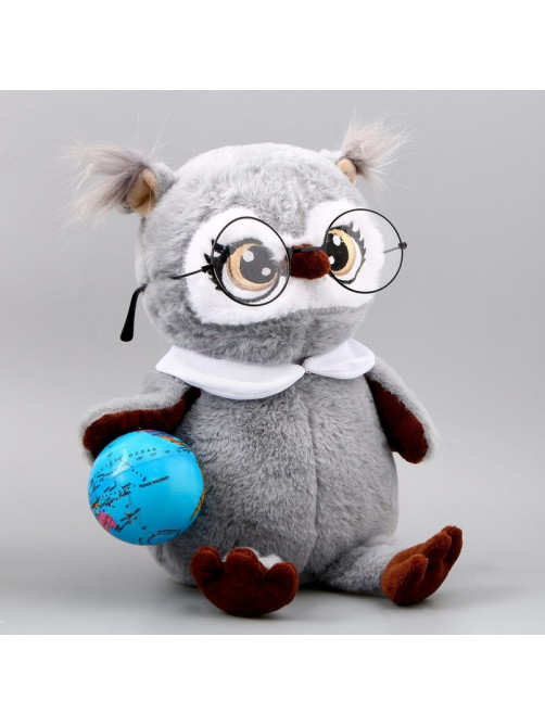 Мягкая игрушка Milo toys «1 сентября: Совушка с глобусом», серая