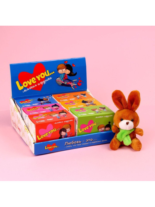 Мягкая игрушка Milo toys «Моей половинке», зайчик, МИКС, в шоубоксе