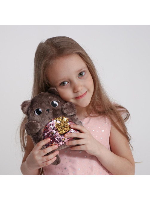 Мягкая игрушка Milo toys «Кошечка Соня», с пайетками, 16 см × 8 см × 17 см