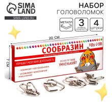 Металлические головоломки «Сообразин», набор 4 шт.