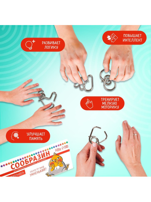 Металлические головоломки «Сообразин», набор 4 шт.