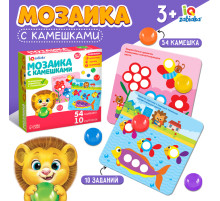 Мозаика, по методике Монтессори, 54 камешка, 10 заданий, 3+