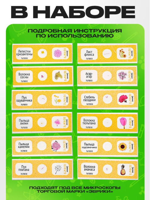 Набор для опытов «Набор микропрепаратов», цветы