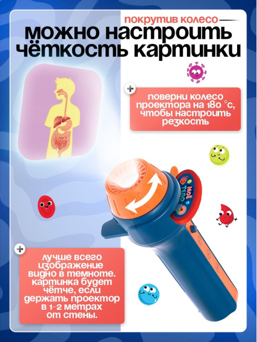 Игровой набор с проектором ZABIAKA «Моё тело», световые и звуковые эффекты, 24 карточки