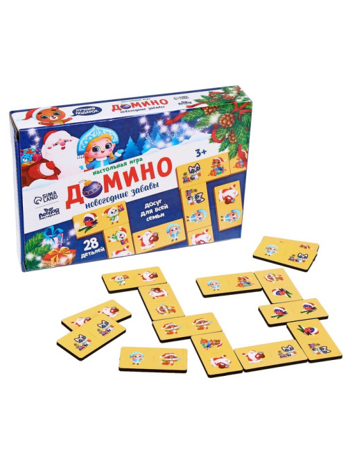 Домино деревянное на новый год «Зимние забавы»