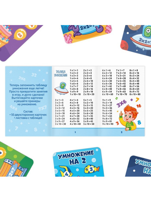 Настольная игра «Умножаем на раз-два», 50 карт, 7+