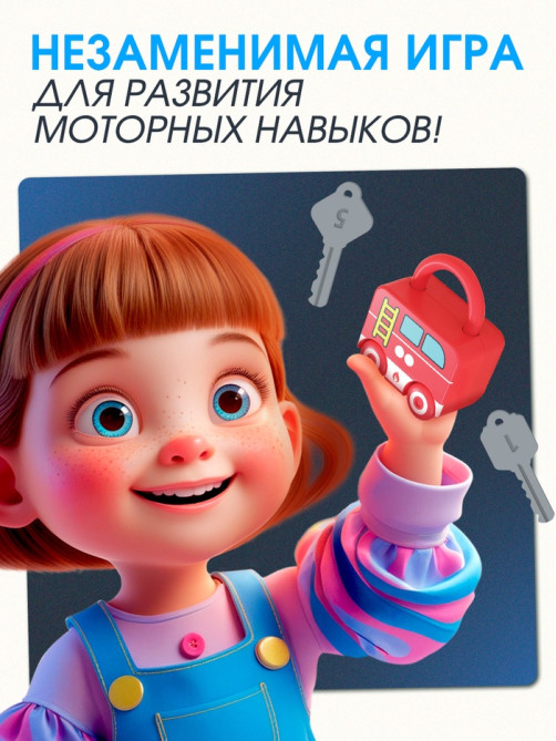 Развивающий набор «Машинки-замочки», ключики, машины-помощники, 3+