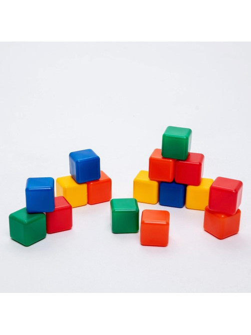 Кубики детские, пластиковые, цветные, 16 штук, 4×4 см