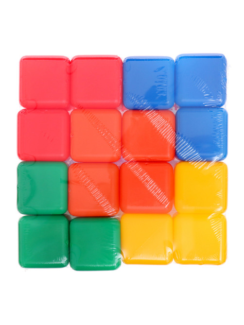 Кубики детские, пластиковые, цветные, 16 штук, 4×4 см