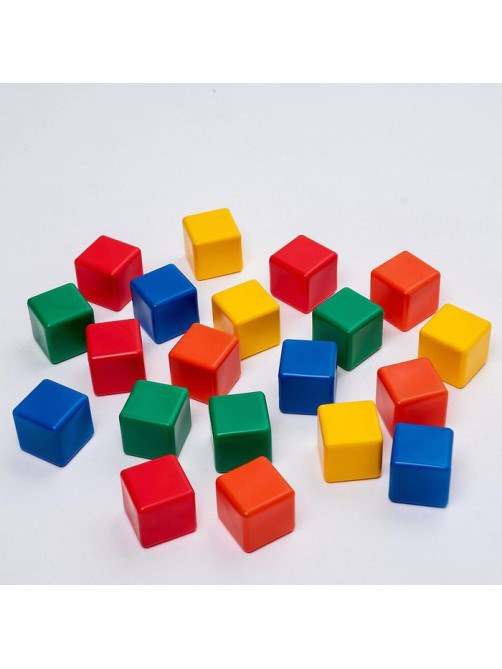 Кубики детские, пластиковые, цветные, 20 штук, 6×6 см